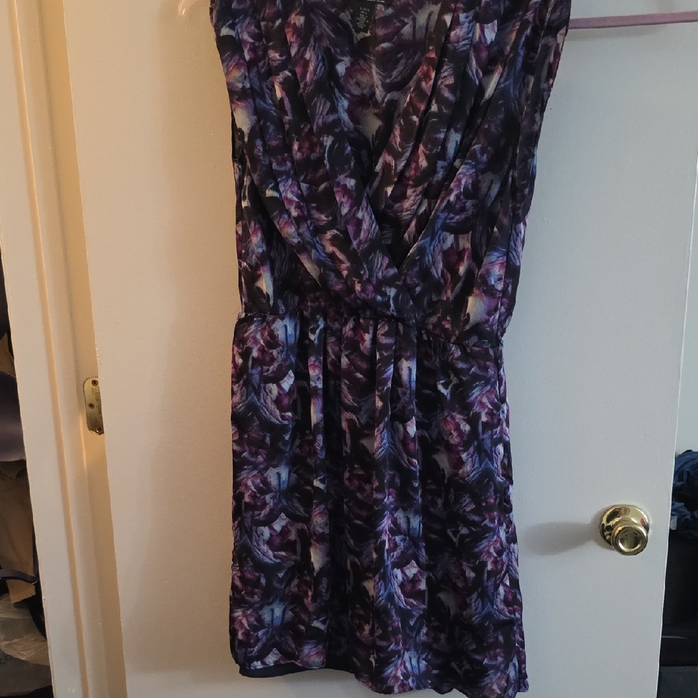Kenneth Cole New York Purple and Black Mini Dress